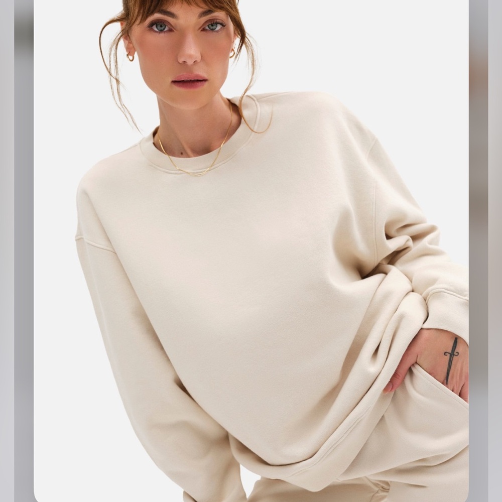 MATE the Label Organic Fleece Oversized Sweatshirt in Bone